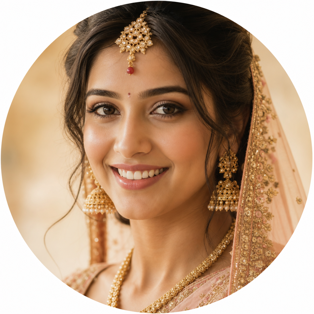 Happy bride after luxury bridal makeup