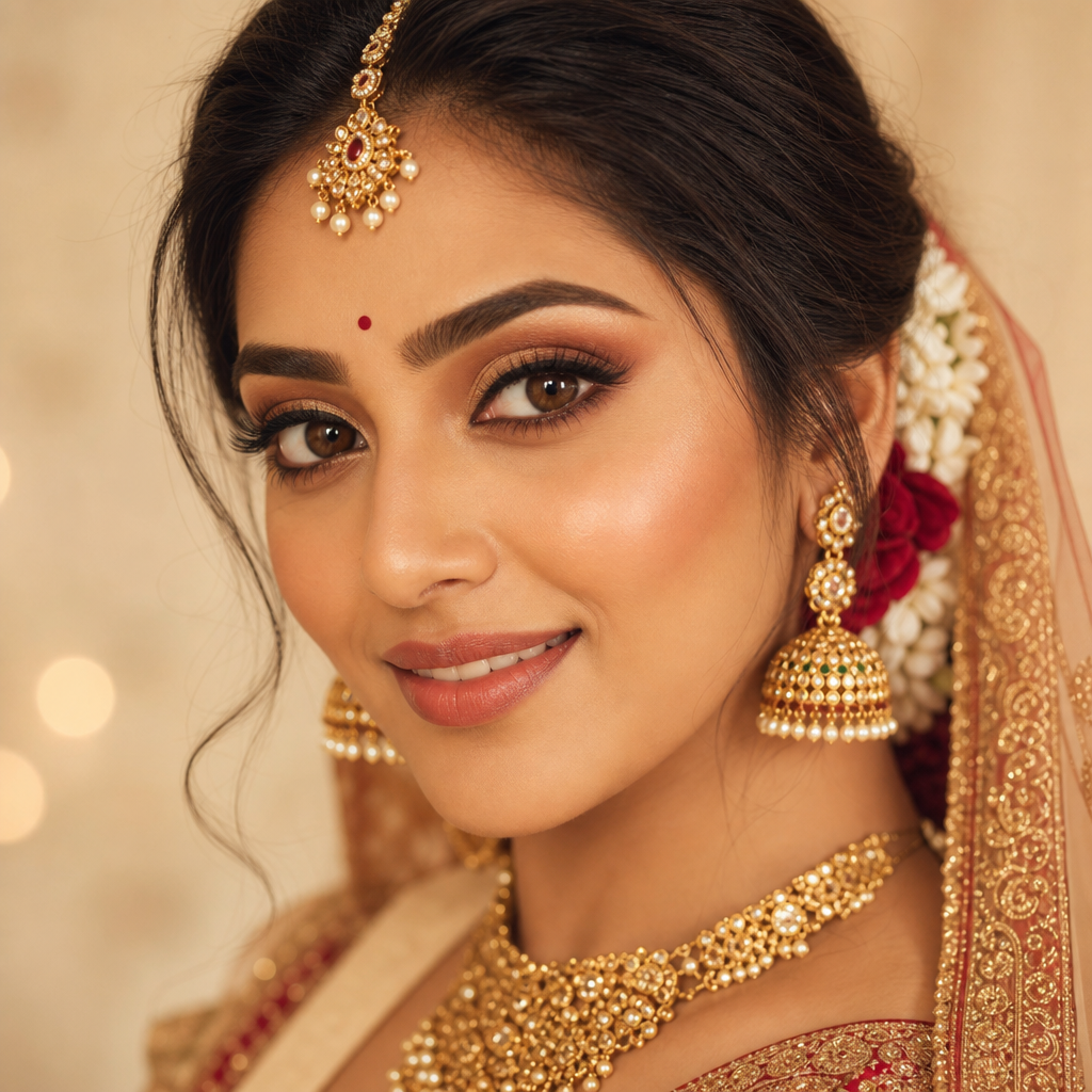 Elegant bride with soft bridal makeup